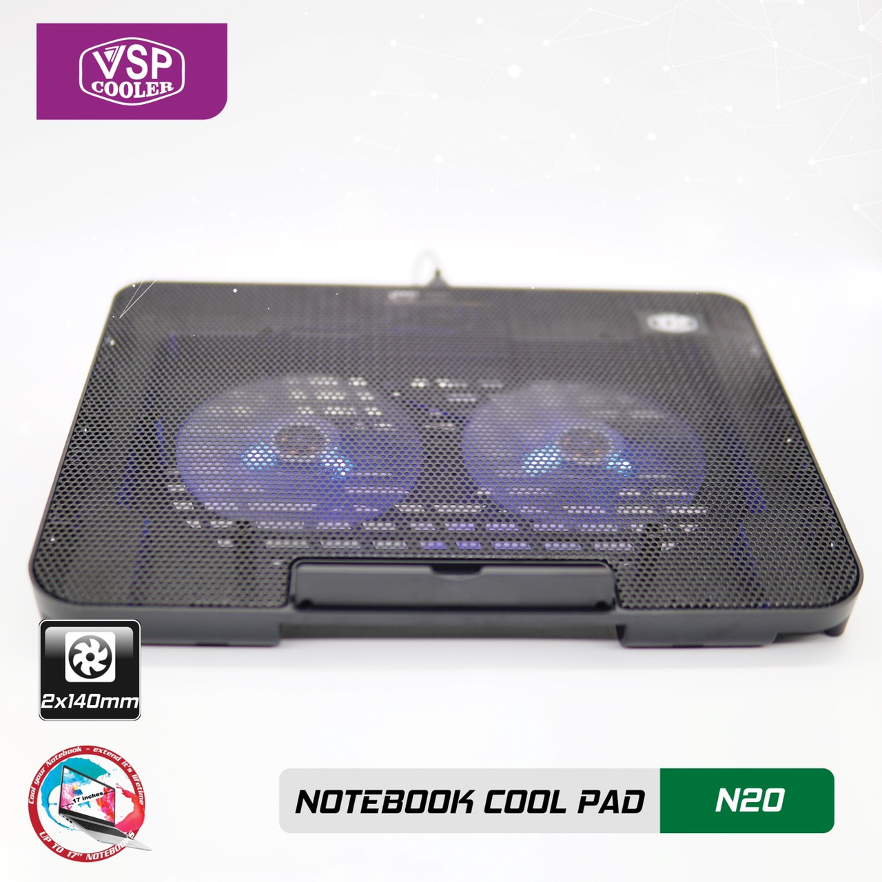 ĐẾ TẢN NHIỆT VSP COOLER N20 (2*Fan 14cm) - giao ngẫu nhiên - 1984 - hàng nhập khẩu