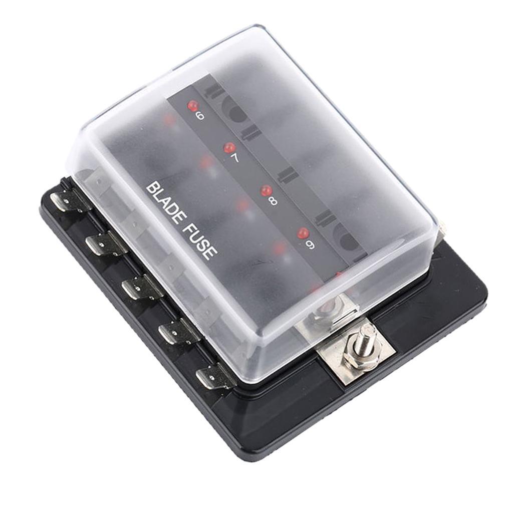 DC12V/24V 10 Way Standard Blade Fuse Box Holder for Car Boat Marine