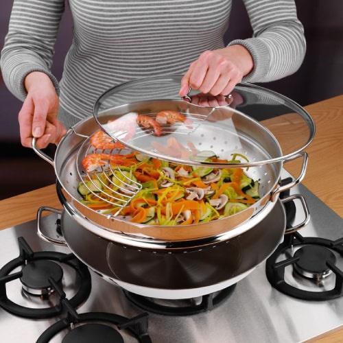 Chảo kèm xửng hấp WMF Wok Macao 36cm nhập Đức