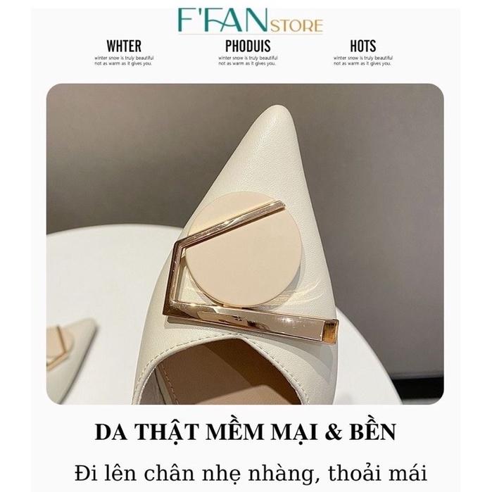 Giày Cao Gót Gót Vuông Da Mềm Như Bún Lót Êm Chân - Màu Đen Be Trắng Sữa A86 FFAN STORE