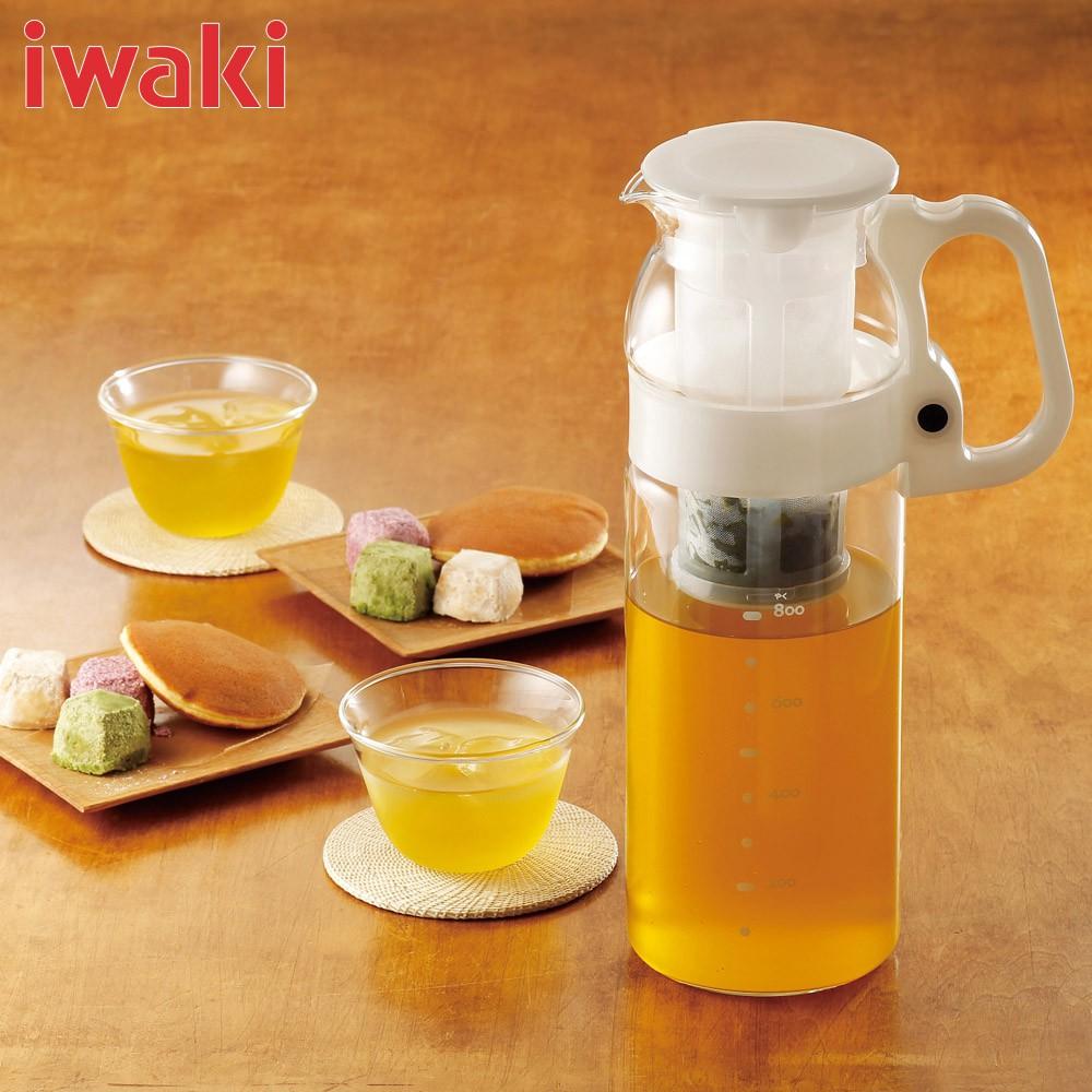 Bình nước thủy tinh Iwaki 1,3L tay cầm trắng