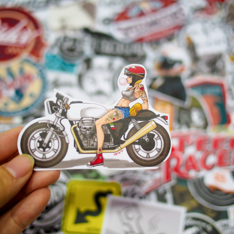 Combo 3 Hộp Sticker Hình Dán - BIKER (Logo Racing, Motorcycle, Cafe Racer)