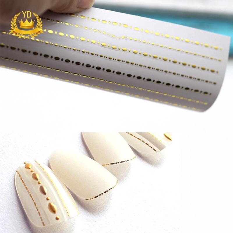 Miếng dán viền vàng 3D dùng trang trí móng tay làm nail chuyên dụng