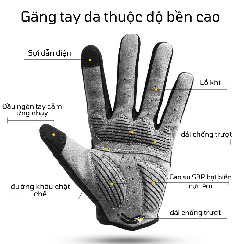 Găng tay full ngón da thuộc cao cấp Hatsu iG99 - Cảm ứng - Chống nắng - Đệm lòng bàn tay - Chống trượt