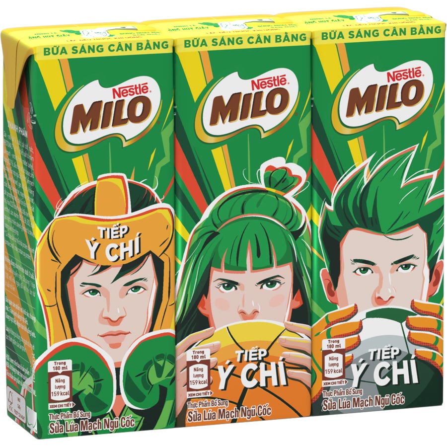 Combo 2 thùng sữa lúa mạch Nestlé MILO bữa sáng (36 hộp x 180ml) [Tặng 1 trái banh Milo]