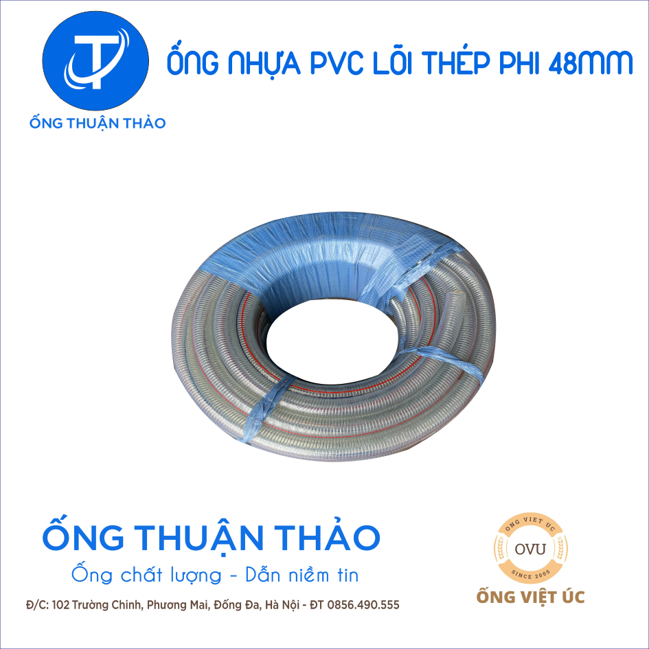 Ống Nhựa PVC Lõi Thép Phi 48mm CUỘN 50 MÉT- Hàng Nhập Khẩu