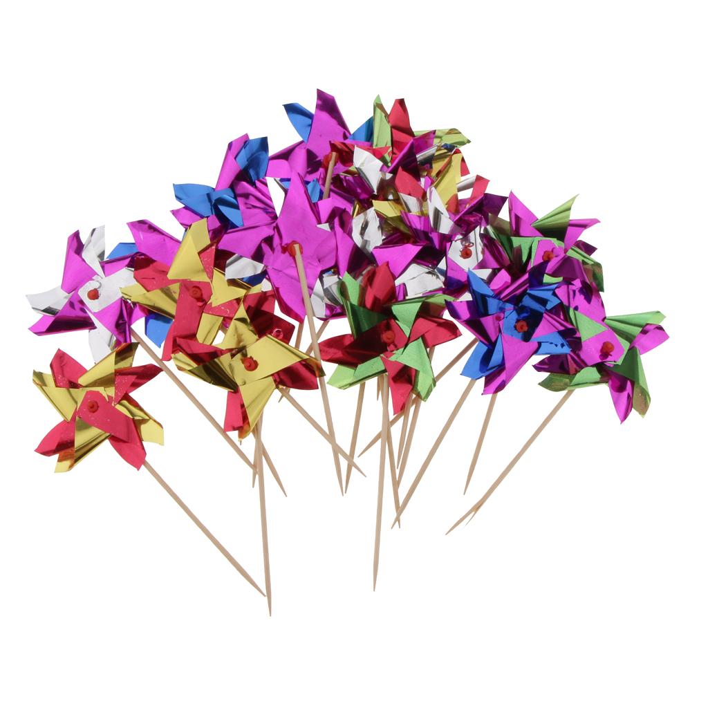 50pcs Foil Windmill Fruit Sticks Cocktail Picks Party Table Decoration