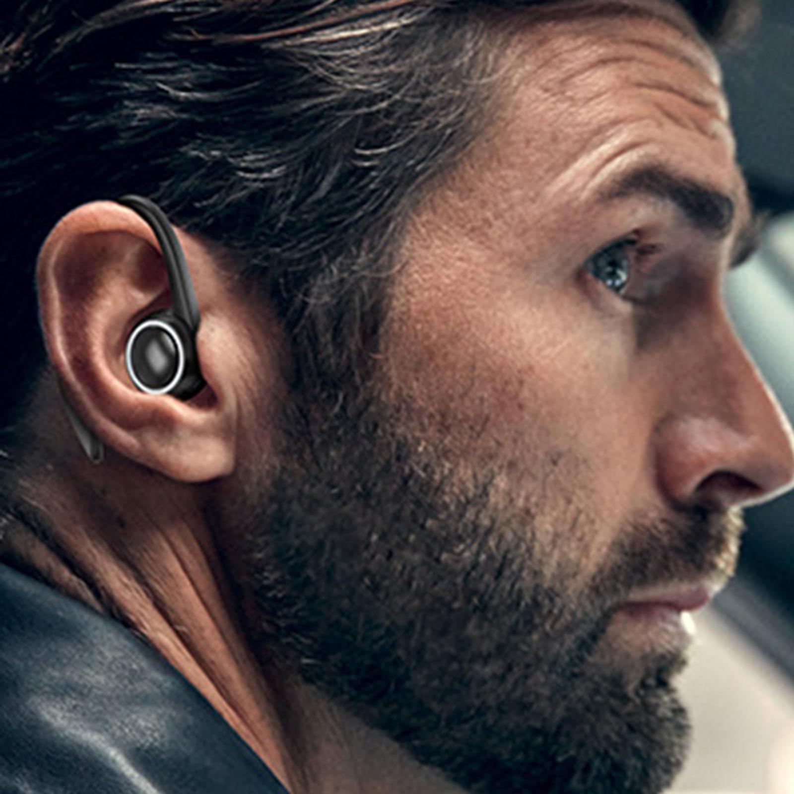 Single Ear Bluetooth Headset Water-Resistant Soft Ear Hook Sweatproof for Hiking