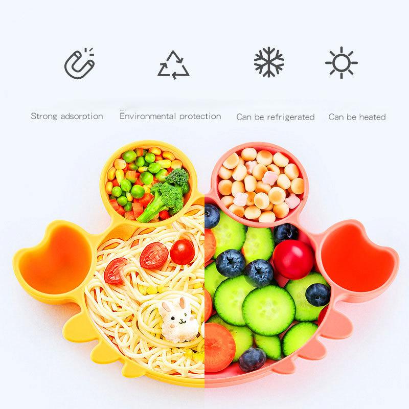 Bát Ăn Cho Bé Tấm An Toàn Silicone Ăn Đĩa Chắc Chắn Hoạt Hình Dễ Thương Trẻ Em Món Ăn Huấn Luyện Bộ Đồ Ăn Trẻ Em Ăn Bát