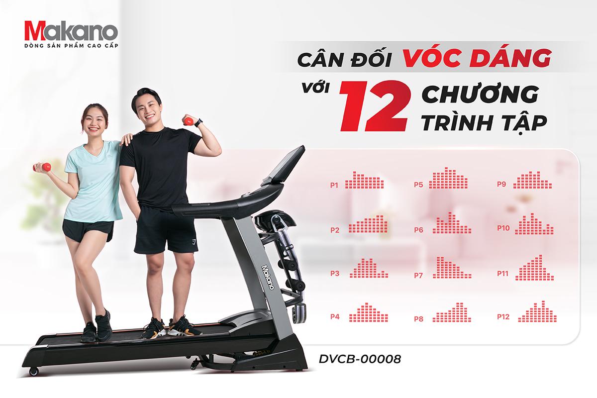 Máy chạy bộ Makano DVCB-00008 Gấp Gọn, Máy Chạy Bộ Theo Dõi Sức Khỏe Chắc Chắn