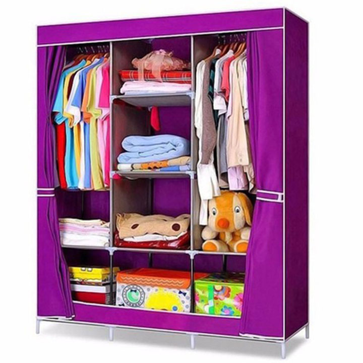 Tủ quần áo-Tủ quần áo khung sắt-Tủ quần áo vải khung sắt 3 buồng