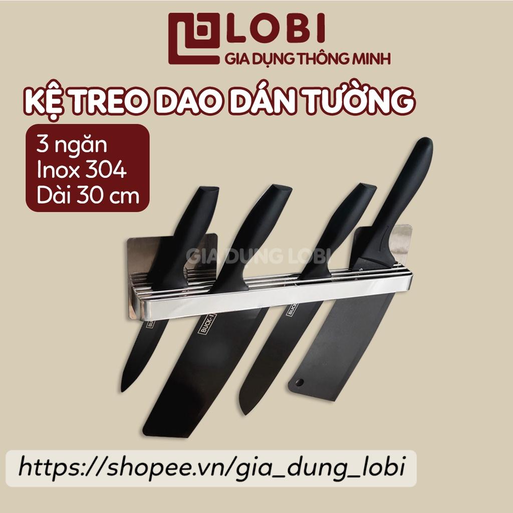 Giá treo dao kéo nhà bếp, Kệ treo để dao dán tường bằng inox 3 ngăn dài 30cm