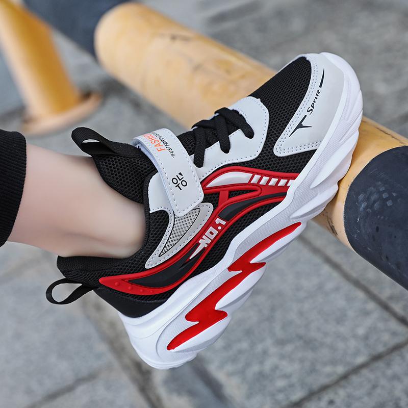 Giày thể thao trẻ em 2022 MỚI METABLE MESH Sneakers Sneakers Giày chạy bộ chạy nhẹ dành cho trẻ em Color: Black red 916 Shoe Size: 29