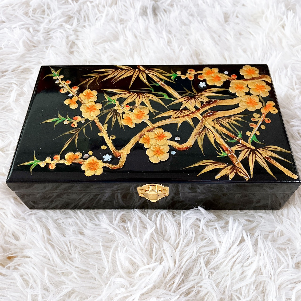 Hộp nữ trang sơn mài đắp nổi Cao Cấp size 14x24x6 cm đựng đồ trang sức, vật dụng nhỏ xinh, trang trí, làm quà tặng ý nghĩa