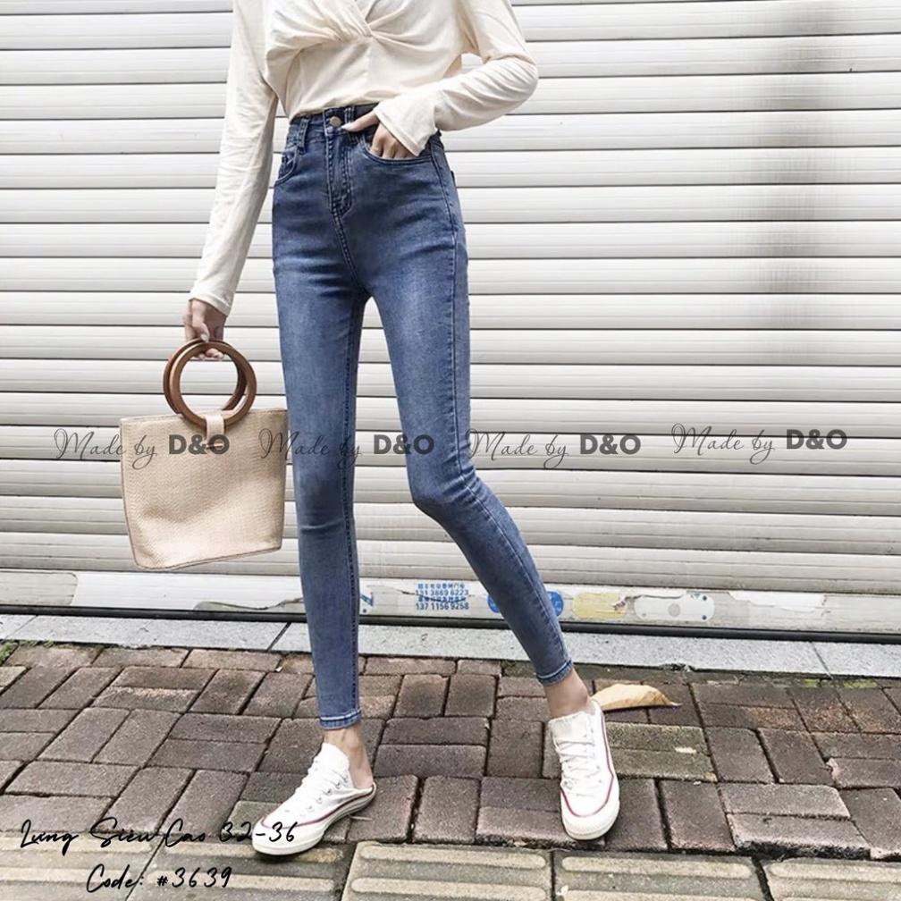 Quần Jeans Xanh Trơn Nhạt / Rách Gối Size ĐẠI - Lưng Cao - Hàng siêu co giãn QJ007