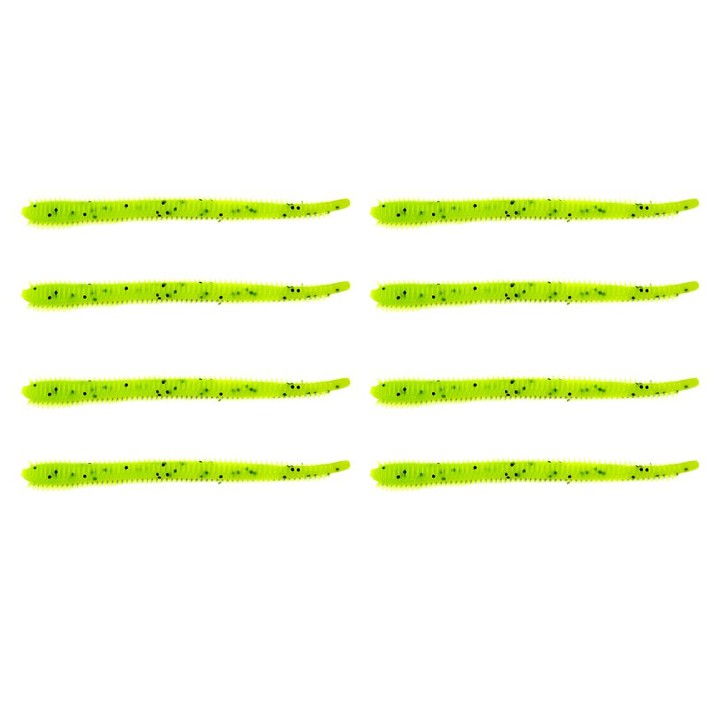 8pcs Lifelike Soft PVC Ribbed Worm Fishing Lures Grub Jig Head Baits 11cm