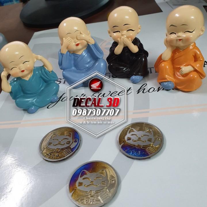 Tem titan mini mèo may mắn trang trí xe máy