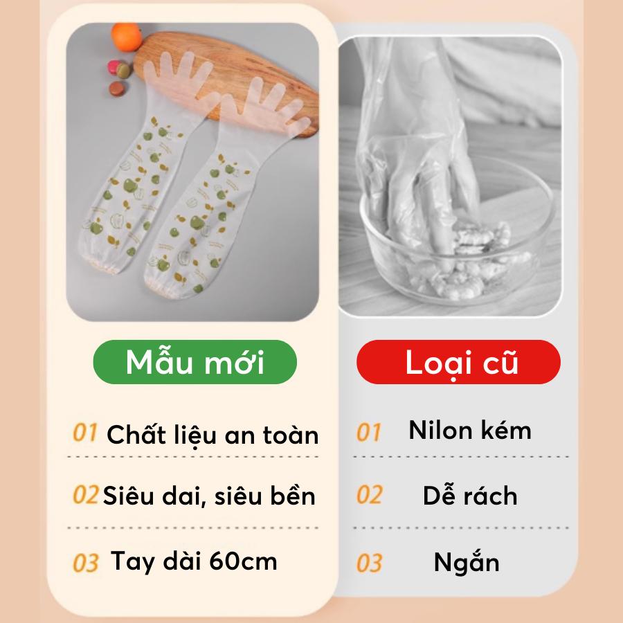 Găng TPE Siêu Dai Dùng 1 Lần - Dài 60Cm, Có Chun Chống Tuột, Găng Tay Rửa Chén Bát, Giặt Đồ Dọn Dẹp Đa Chức Năng