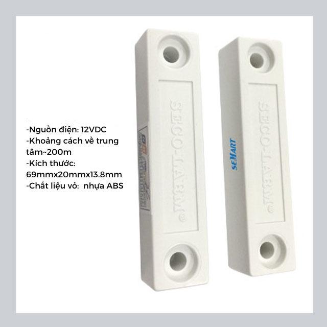 Cảm biến tách cửa từ có dây dùng cho cửa sắt Semart SM-217, báo động về tủ trung tâm, nhỏ gọn và tín hiệu tốt