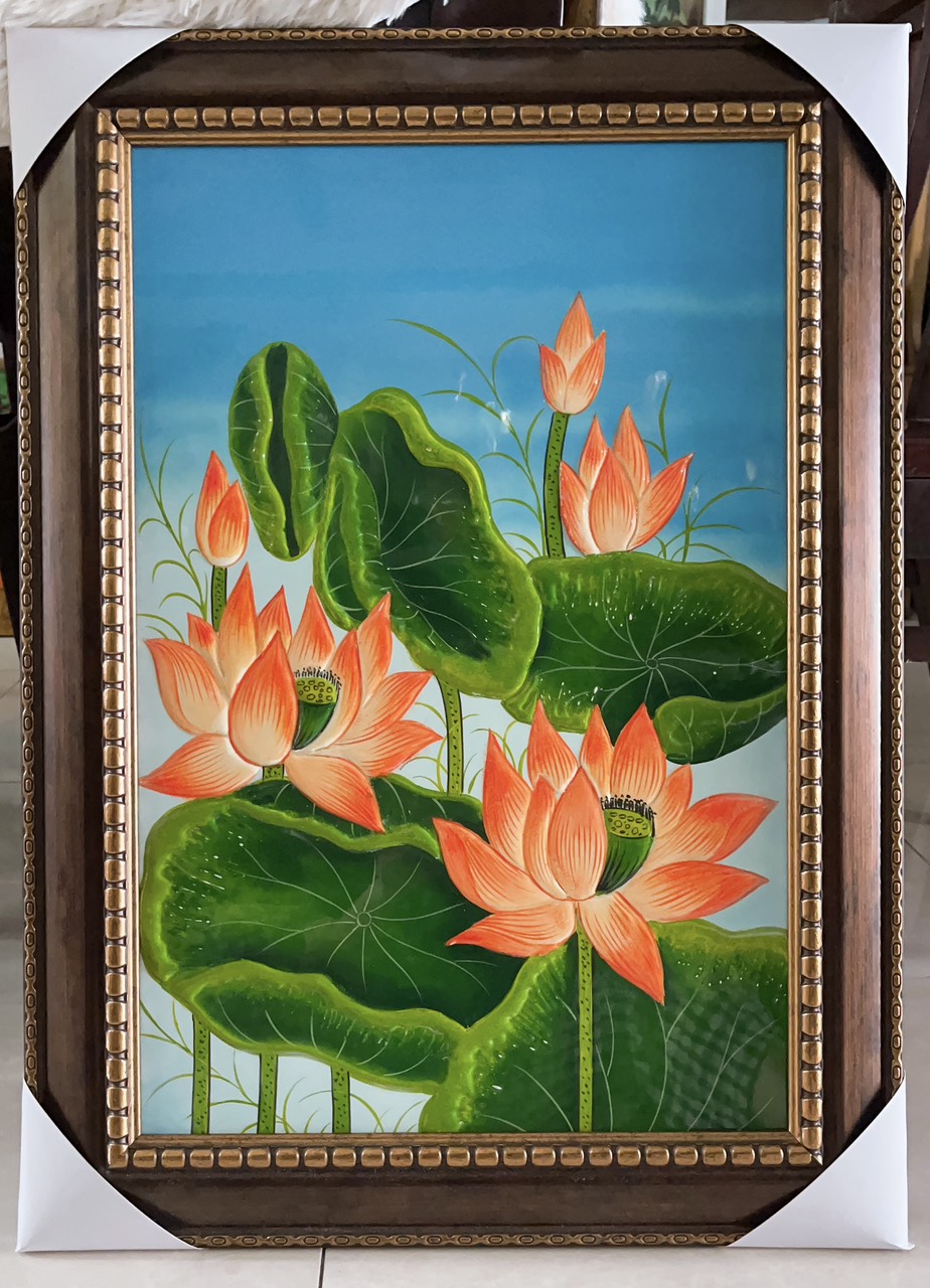 Tranh sơn mài hoa sen, hoa hồng,....cao cấp size 40x60 cm thích hợp để trang trí, làm quà tặng