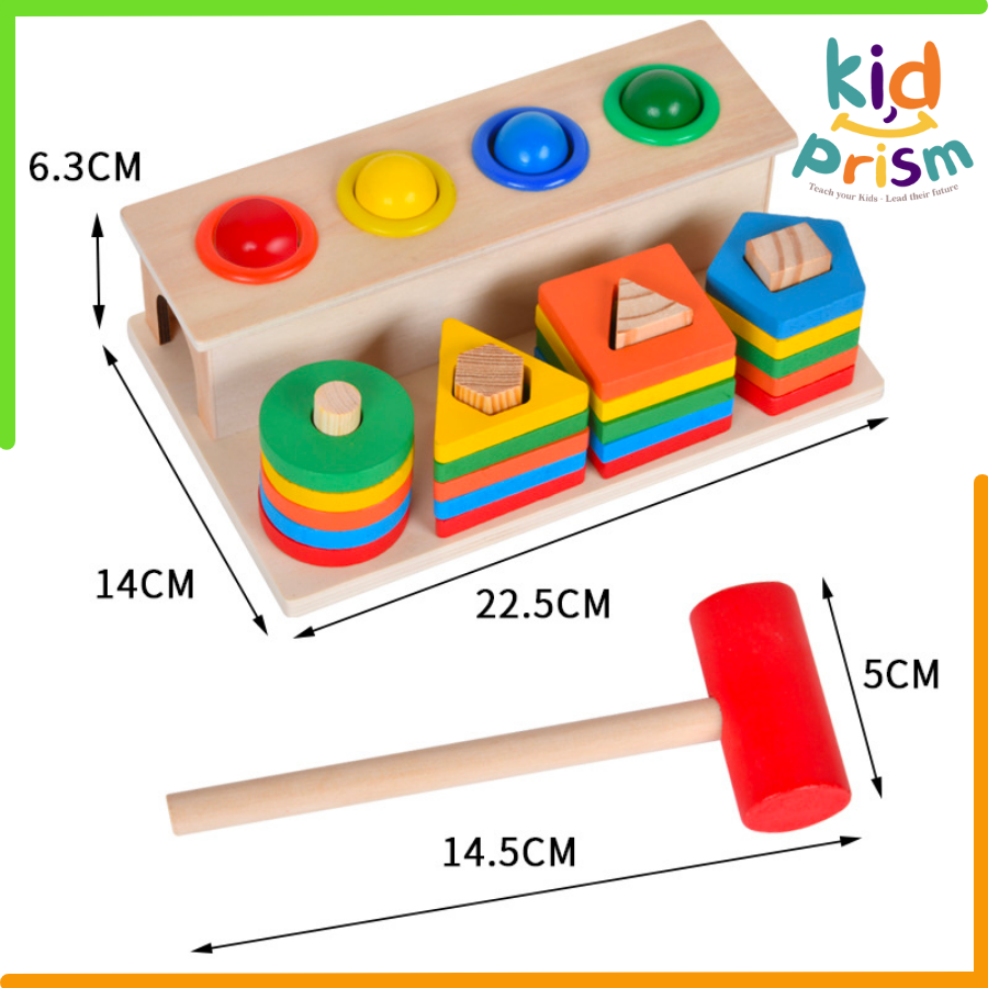 Bộ Đập Bóng và Thả Hình Khối Kết Hợp 2 in 1 cho Bé từ 18+ tháng trở lên - Giáo Cụ Montessori