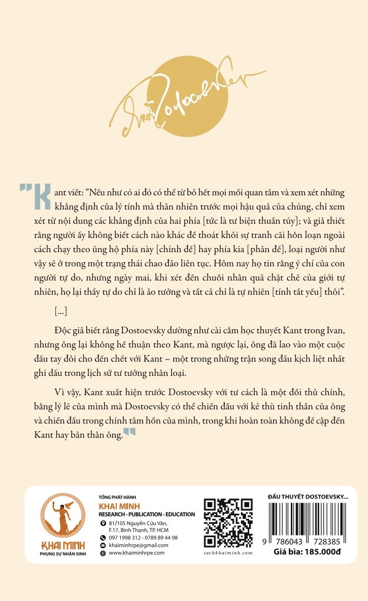 (Bìa Cứng) ĐẤU THUYẾT DOSTOEVSKY VÀ KANT: Trong “Anh em nhà Karamazov” và “Phê phán lý tính thuần túy” - Yakov Emmanuilovich Golosovker - Lệnh Đình Kha dịch