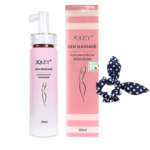 Kem Massage giúp Săn chắc da Vùng bụng Zoley 200ml, Tặng Kèm Cột Tóc Nữ Tính Ngẫu Nhiên