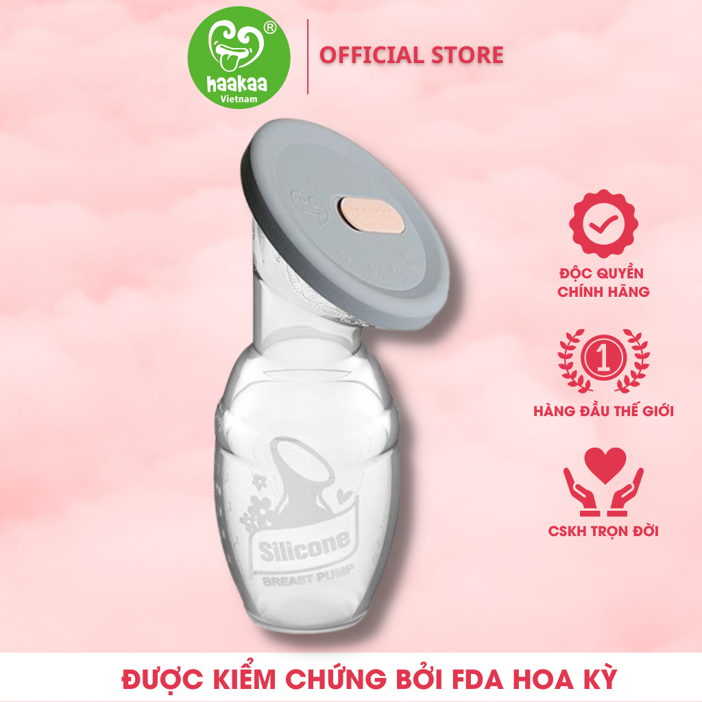 Combo Cốc hứng sữa Gen.1 100ml và Nắp đậy Haakaa. Chất liệu silicone cao cấp, an toàn. Không chứa BPA, PVC và phthalate