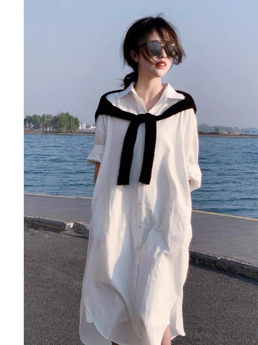 Đầm suông sơ mi chất vải đũi form rộng trẻ trung Đũi Việt