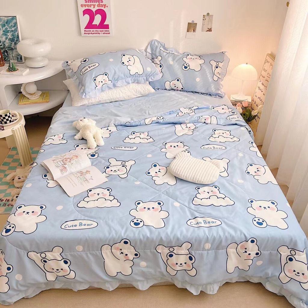 Set Chăn Ga Cotton Đũi-Đũi Bèo Cao Cấp Mới