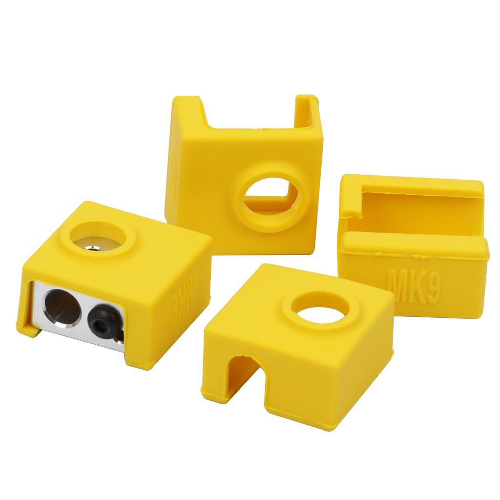 1 Piece MK9 Aluminum Block Silicone Protective Cover For 3D Printer Yellow