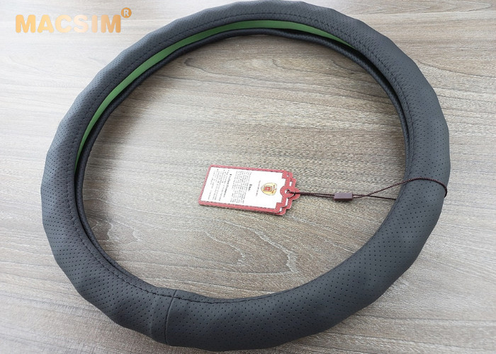 Bọc vô lăng cao cấp chất liệu da thật - Khâu tay 100% size M - phù hợp các loại xe nhãn hiệu Macsim mã 8932 màu cafe-be-đen-ghi