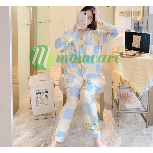 Pijama Bầu sau sinh cho con bú ti CỔ TIM VỊT MŨ - Bộ đồ bầu mặc nhà - Quần áo ngủ bà bầu đẹp thời trang giá rẻ Bigsize