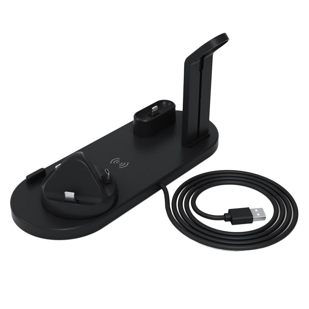 3 in 1 Wireless Mobile Phone Watch Earphone Fast Charging Station Base Black