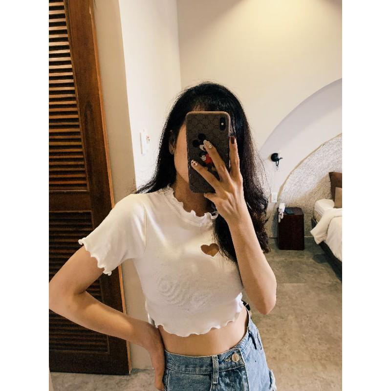 Áo thun ôm body croptop KHOÉT TIM