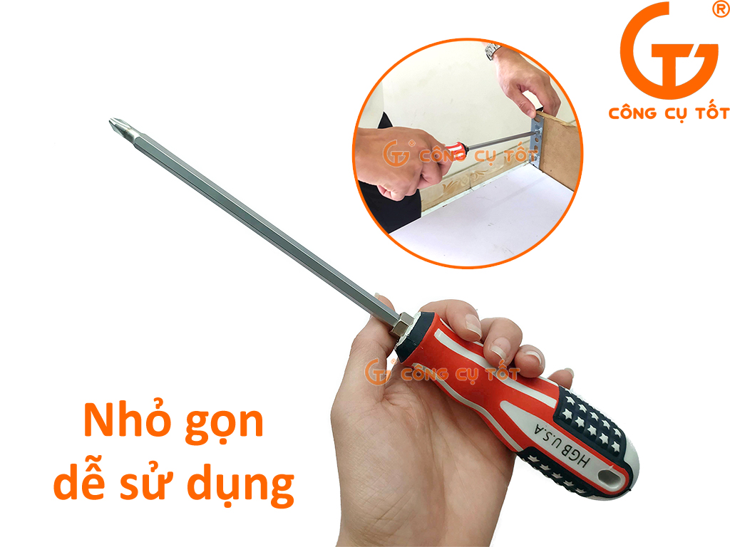 Tô vít cờ mỹ 2 thân láng 2 đầu 260mm