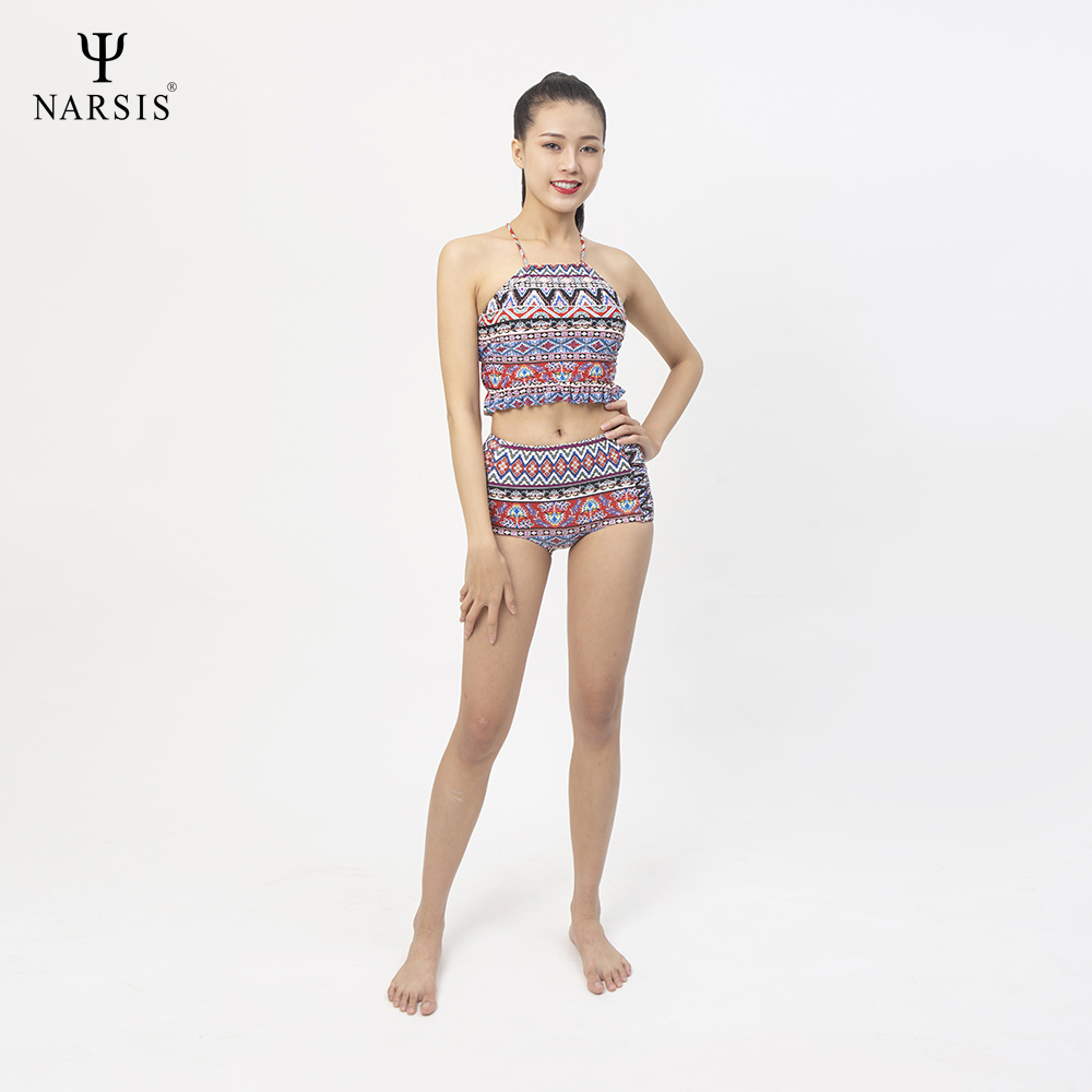 Bộ bơi nữ  NARSIS A0010 2 mảnh hoa văn nhiều màu