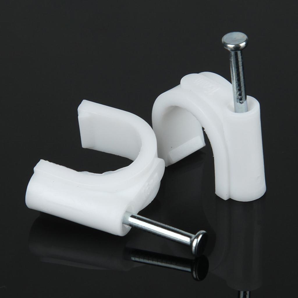 100pcs Plastic Electrical Wire Cable Clips High Carbon Steel Nail 4-25mm