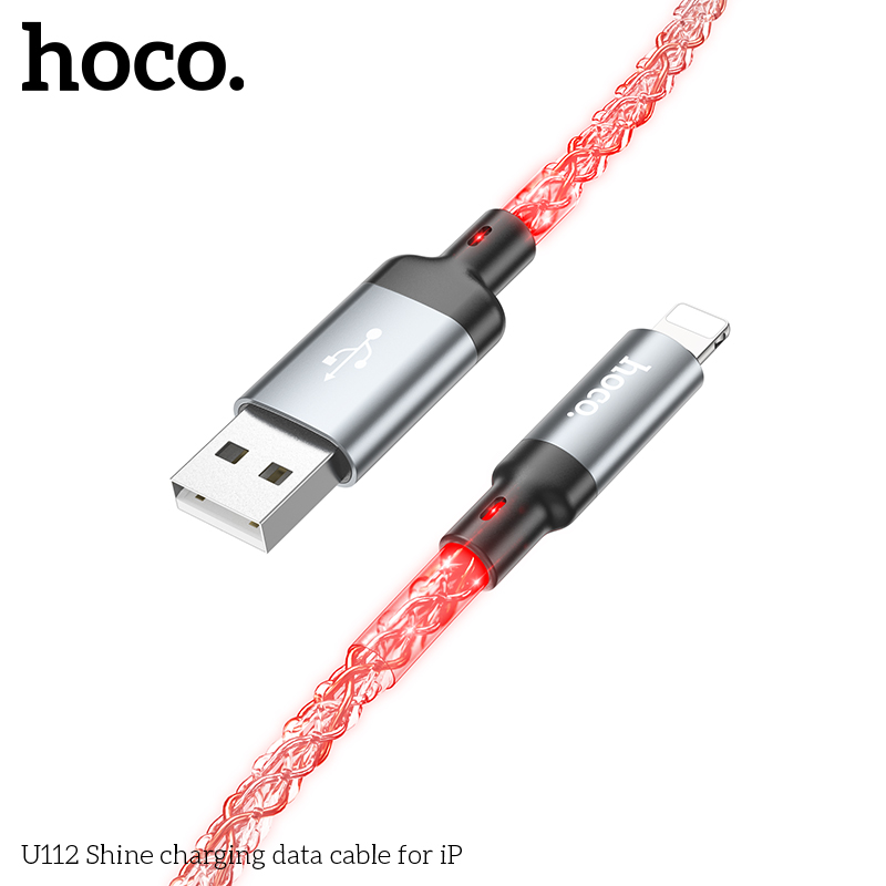 Cáp Sạc Nhanh Đổi Màu Dành Cho Hoco Shine U112 2.4A Cổng LN Dây Dài 1M Hàng Chính Hãng