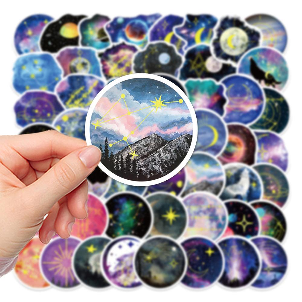 Sticker mặt trăng moonlight trời sao galaxy trang trí mũ bảo hiểm, guitar, ukulele, điện thoại, sổ tay, laptop - mẫu S7