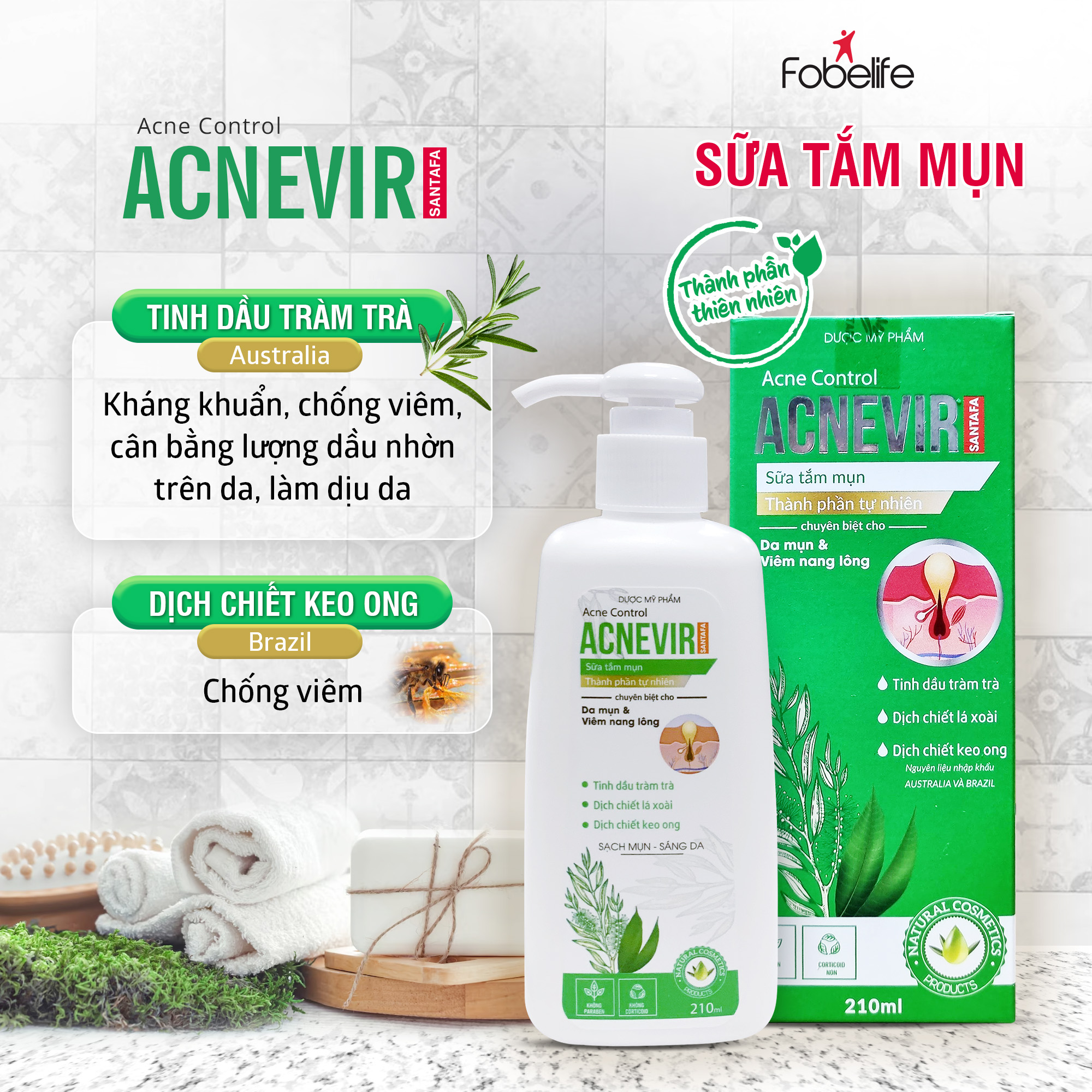 Sữa Tắm Chuyên Biệt Cho Mụn Lưng Mông Ngực Acnevir ( Chai 210ml )