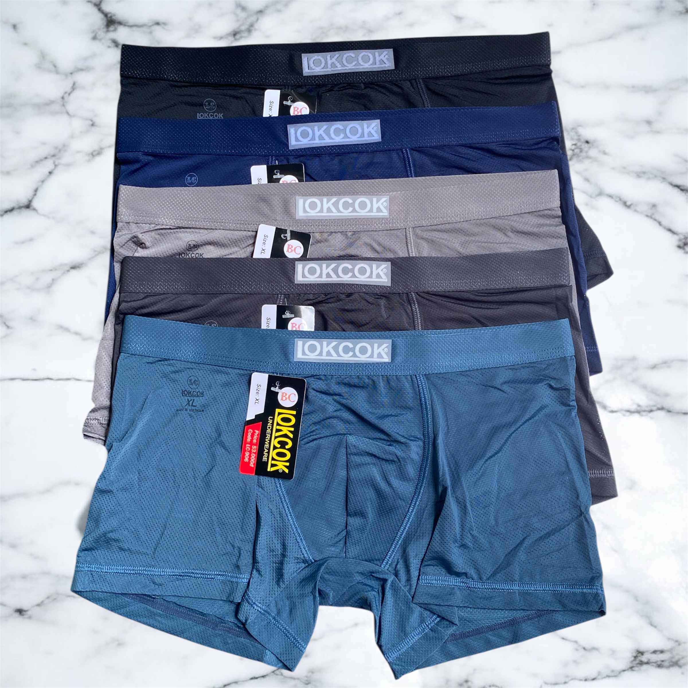 Combo 5 Quần Lót Đùi Nam Boxer Thun Lạnh Thông Hơi Trơn LokCok 906 Size M-3XL