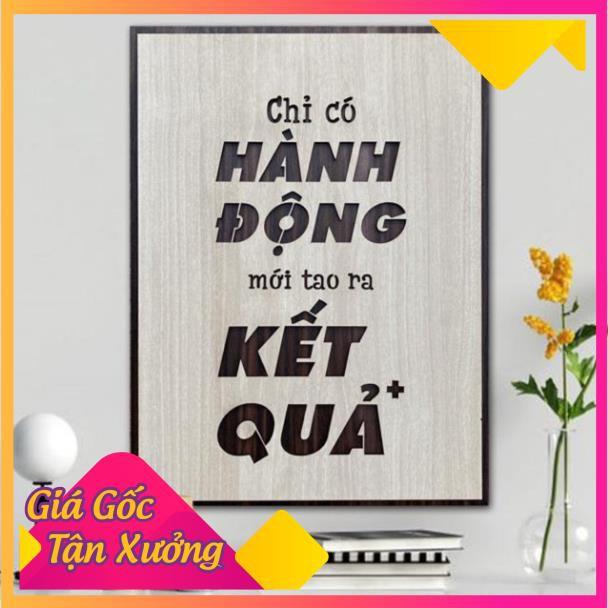 Tranh treo tường bằng Gỗ handmade khắc laser chữ slogan tạo động lực