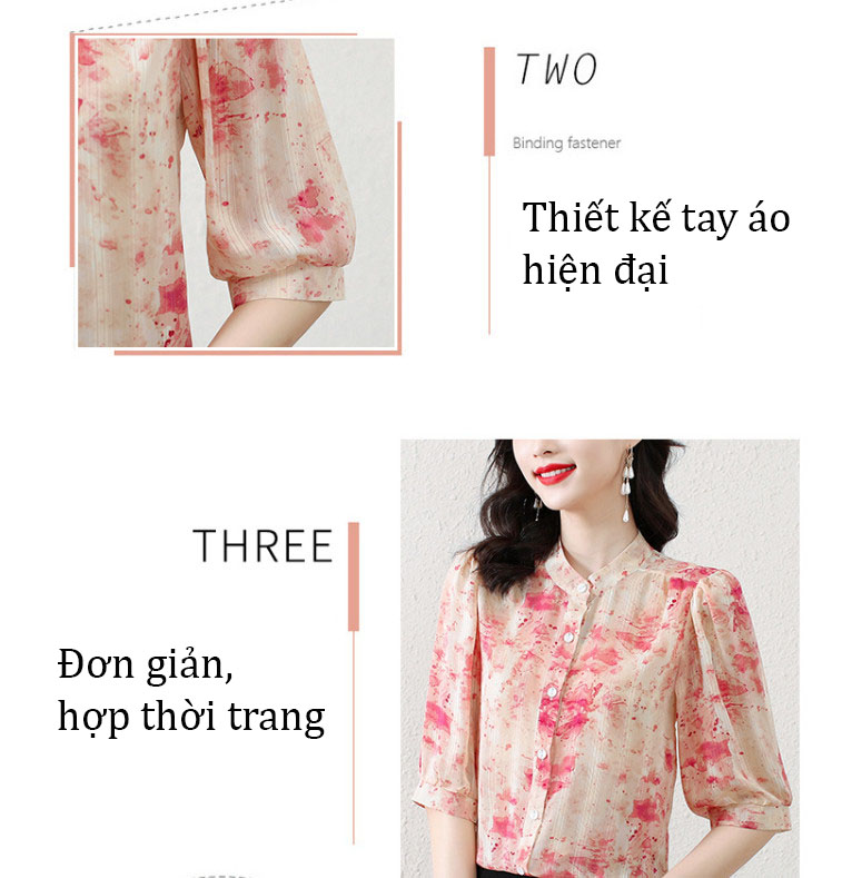 Áo sơ mi in lụa vàng lụa sang trọng đi làm đi chơi phong cách phương Tây mã 505