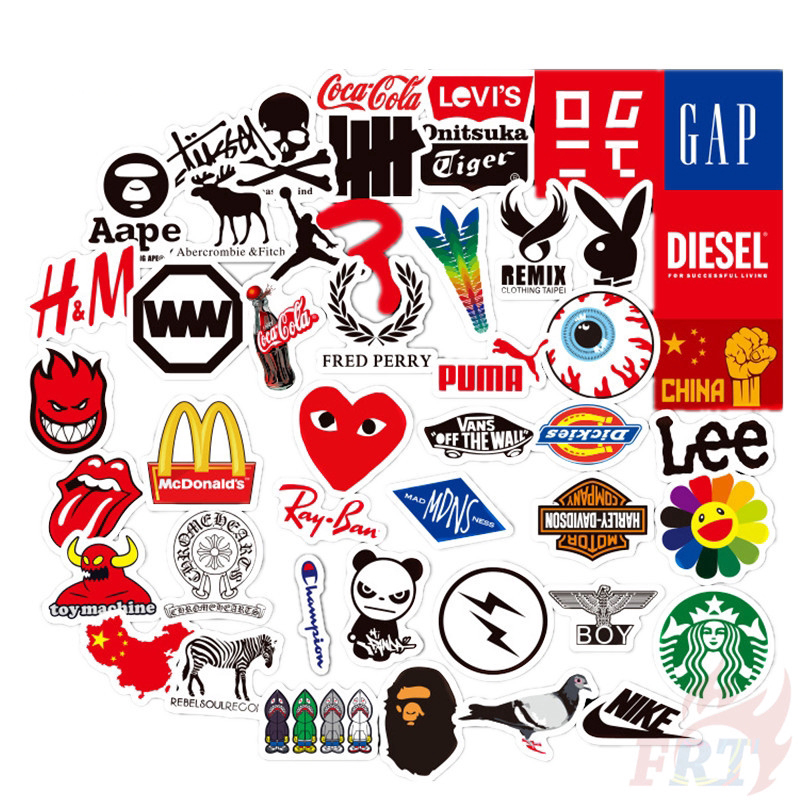 Set 30 Sticker logo Brand ép lụa