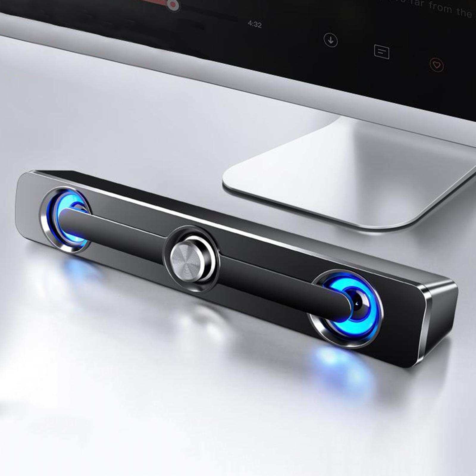 Computer Speakers, Wired Computer Sound Bar, Stereo USB Powered Mini Soundbar Speaker for PC Tablets Desktop Cellphone Laptop