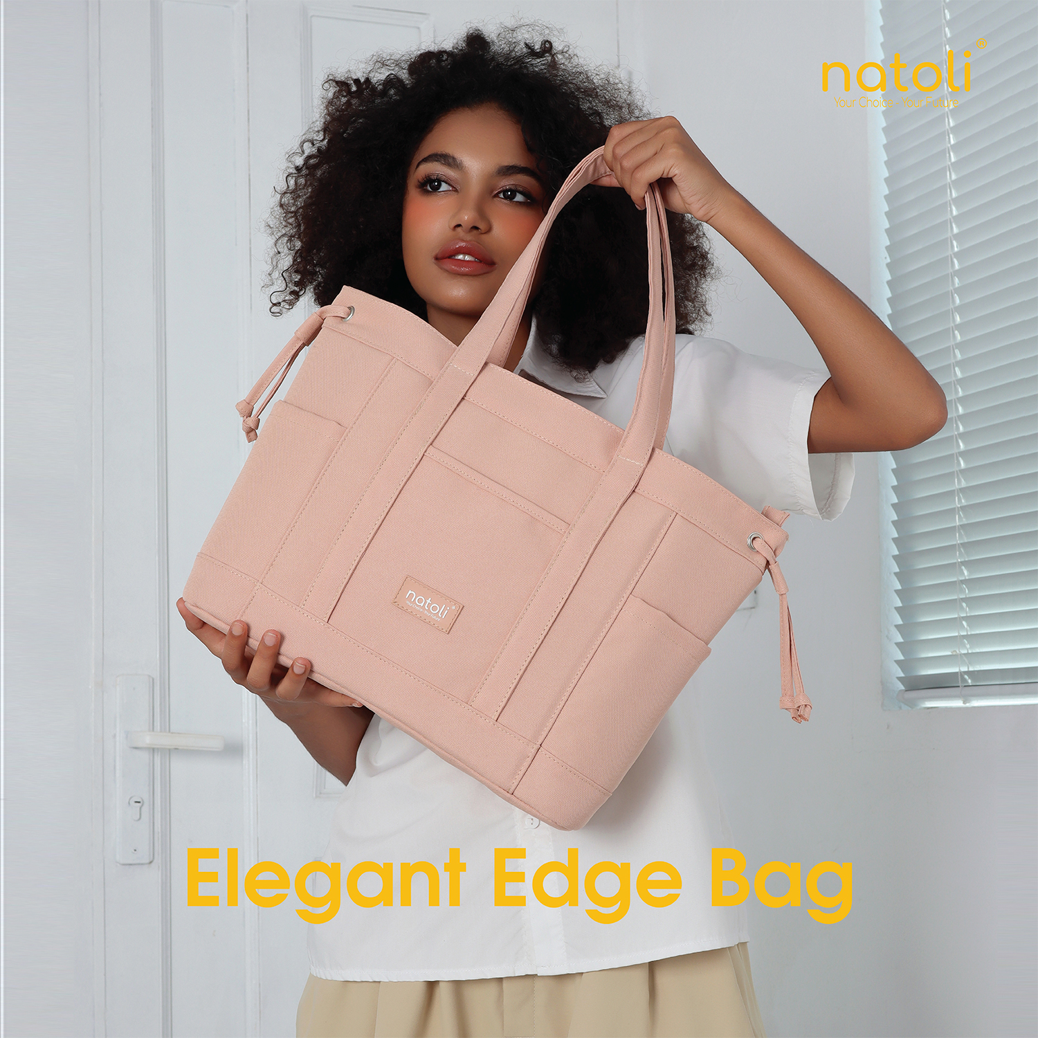 Túi tote nữ nhiều ngăn NATOLI, 2 mặt đeo vai đựng laptop cao cấp - BST Elegant Edge Bag T19