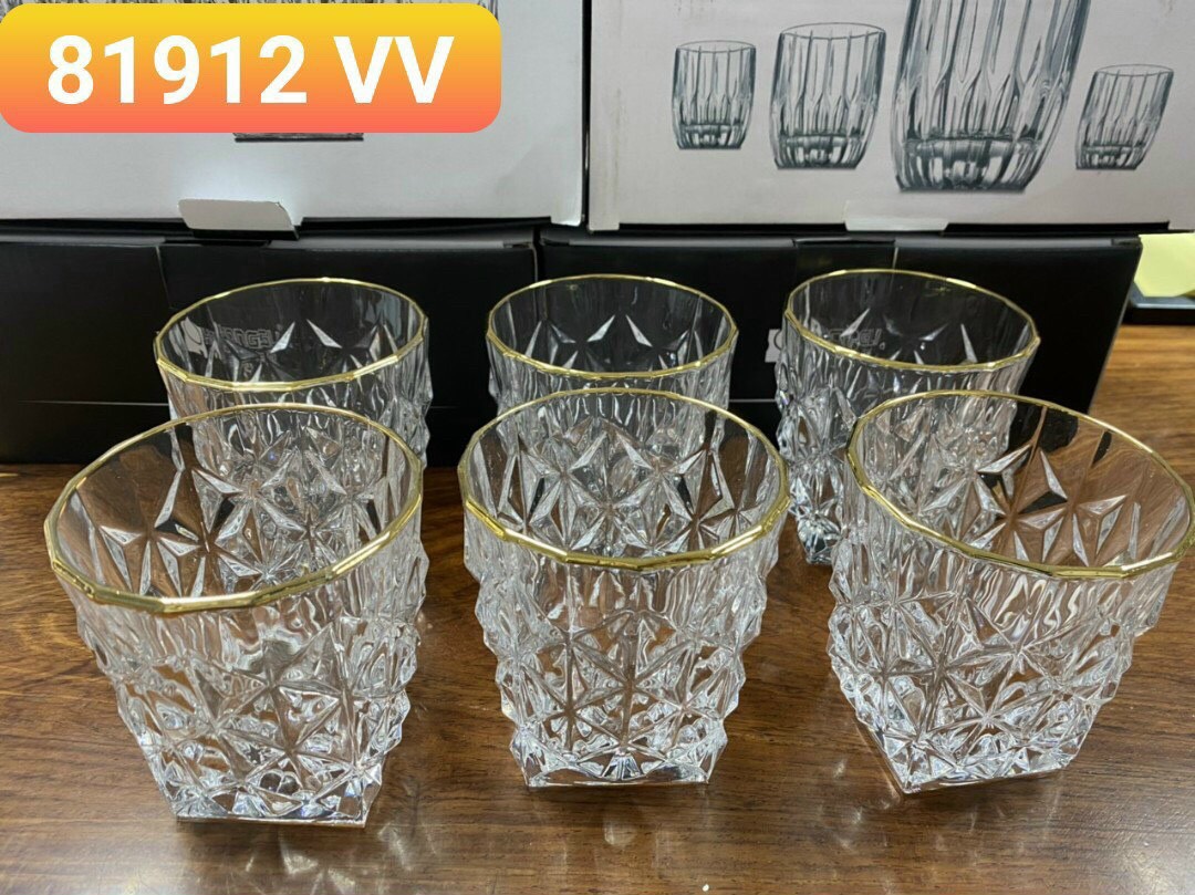SET 6 CỐC THỦY TINH VIỀN VÀNG CHỊU NHIỆT CAO