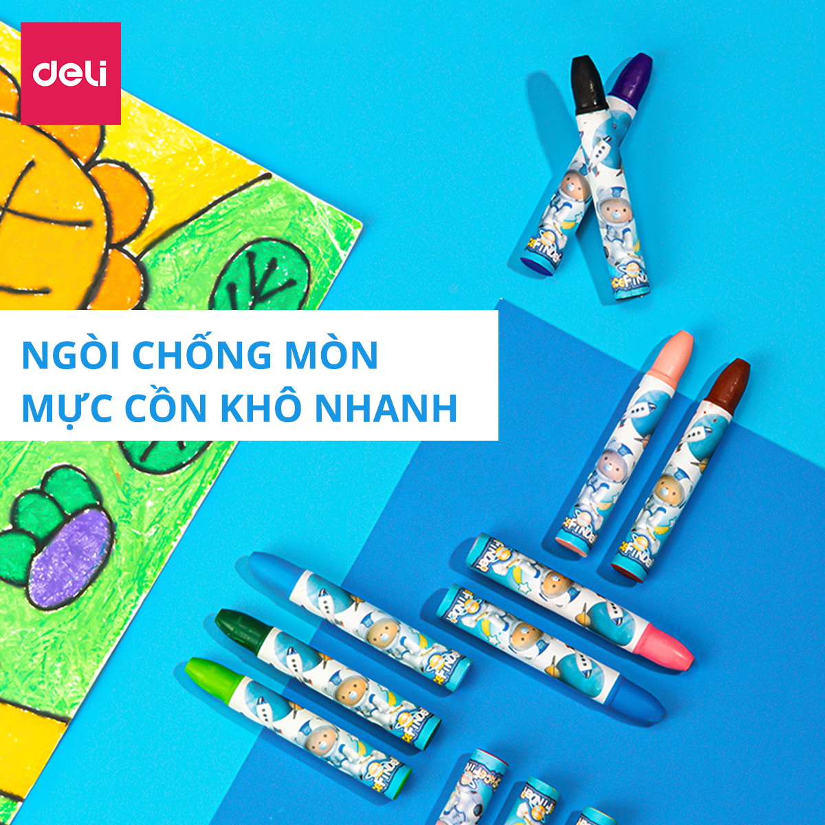 Hộp Bút Màu Tô Vẽ Tranh Cho Bé Đầy Đủ Các Dạng Màu Deli - Kèm Sticker Khay Pha Màu Tẩy Bút Chì Gọt Bút Đi Nét Tranh Tô Màu - Quà Tặng Cho Bé