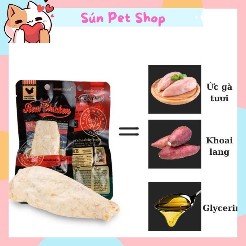 Ức gà hấp ăn liền cho chó mèo - Ức gà Pet Snack, Real Chicken, Masti cho thú cưng (40g)